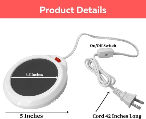 Miniatura 4 de Evelots Calentador eléctrico de tazas de escritorio, placa de calentamiento de velas, calentador de taza de café, también ideal para té caliente