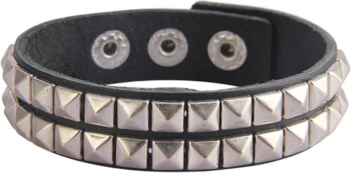 Miniatura 19 de Pulsera de cuero para hombre, brazaletes de cuero punk, pulsera de cuero negro para mujer