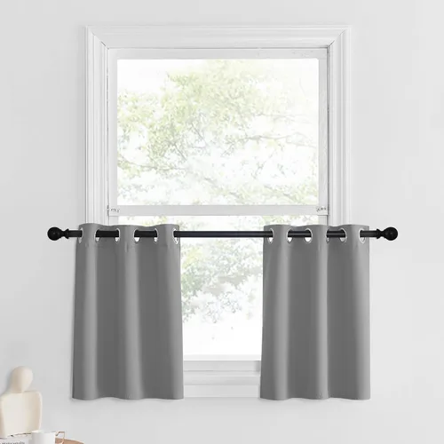 Miniatura 250 de NICETOWN Cortinas opacas de cocina para ventana sobre el fregadero, aislamiento térmico, decoración del hogar, pequeños niveles opacos con ojales