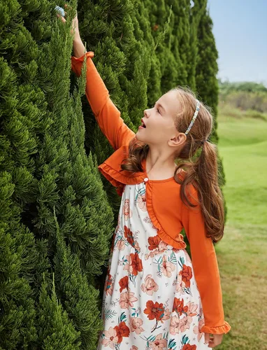 Miniatura 8 de PATPAT 2 Piece Girl's Dress with Cardigan Red Plaid Sleeveless Christmas Dress and Black Bowknot Cardigan Set