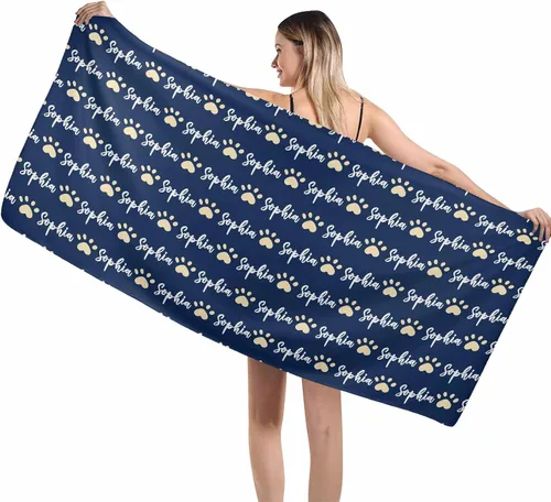 Miniatura 14 de MyPupSocks Toallas de playa personalizadas para niños y adultos, toalla de piscina con nombre y cara de perro, regalos personalizados con nombre
