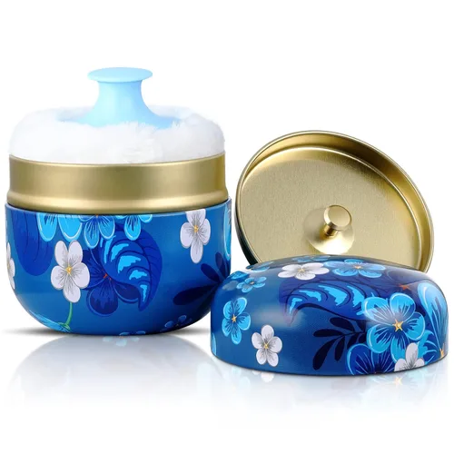 Estuche de polvo corporal con recipiente de polvo para polvo, recipiente de té para bebé y adulto, caja de té en polvo de talco (flor colorida)