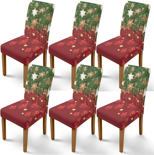 Miniatura 10 de Rnyleeg Fundas de silla de Navidad para sala de estar, diseño de muñeco de nieve azul, estampado de pájaros, fundas para sillas de comedor, 1