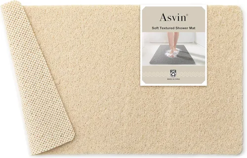 Asvin Tapete de Baño con Textura Suave, para Ducha, Bañera, 24x16 Pulgadas, Libre de Ftalatos, Antideslizante, Tapetes Cómodos para Bañera con