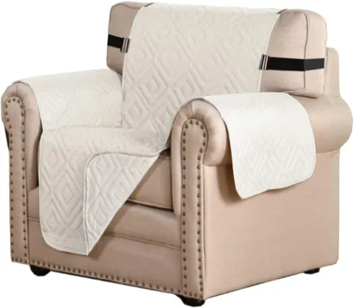 Miniatura 27 de H.VERSAILTEX Funda reversible para silla, protector de muebles antideslizante, resistente al agua, con correas elásticas de 2 pulgadas