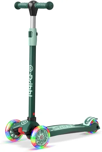 Dribbl Patinete de 3 ruedas para niños, tecnología Lean-to-Steer, manubrio de altura ajustable, cubierta antideslizante ancha, scooter para niños y