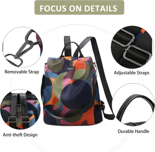 Miniatura 5 de Mochila para mujer, antirrobo, bolsa de viaje convertible, mochila de moda, casual, impermeable, para senderismo, M