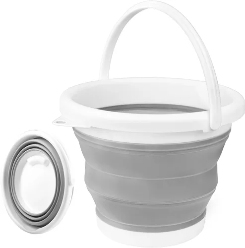 Miniatura 10 de Cubo de mopa plegable y cubo para hielo - 5L (1.3 galones) Cubo de polvo de silicona para limpieza del hogar, suministros de limpieza portátiles