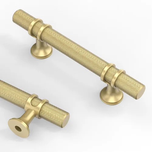 Miniatura 48 de Asidrama - Paquete de 10 manijas para gabinete de cocina de 3 pulgadas (76mm) de color negro mate y bronce champán, tiradores para gabinete
