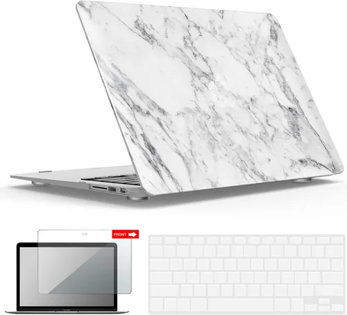 Miniatura 49 de iBenzer Carcasa rígida de plástico con superficie suave 3 en 1 y cubierta para teclado y protector de visualización para MacBook Air, Negro