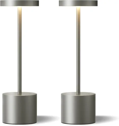 Miniatura 10 de Lámpara de mesa inalámbrica negra, lámparas con batería recargable de 4000mAh, lámparas LED inalámbricas para exteriores con atenuación continua