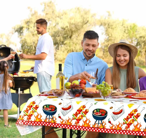 Miniatura 4 de Amylove Paquete de 2 manteles de pícnic para fiestas de barbacoa, 86 x 51 pulgadas, resistentes a las manchas, para baby shower, cumpleaños