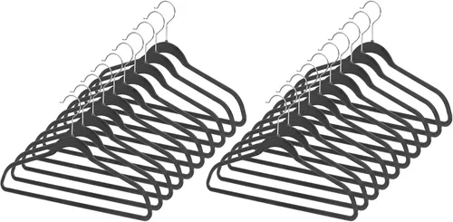 Whitmor Juego de 20 perchas de plástico Spacemaker color negro