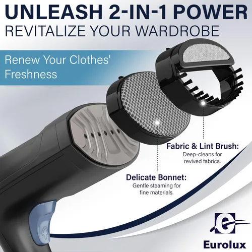 Miniatura 3 de Eurolux Vaporizador portátil para ropa, vaporizador portátil de viaje para ropa, tanque de agua desmontable, potente removedor de arrugas de tela