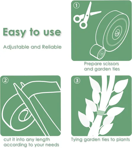 Miniatura 7 de Cinta verde para atar el jardín, soportes para plantas, suave con las plantas (32.8 pies x 0.6 pulgadas, 1 rollo, verde)