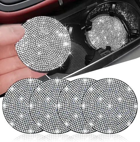 Miniatura 19 de NBTEPEM 2 posavasos de auto con diamantes de imitación, 2.75 pulgadas, antideslizantes, a prueba de golpes, universal, a la moda, para auto