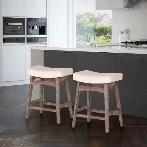 Miniatura 6 de Taburetes de altura para mostrador Sophia & William, taburetes de 24" con patas de madera maciza, taburetes de altura de mostrador tapizados en tela