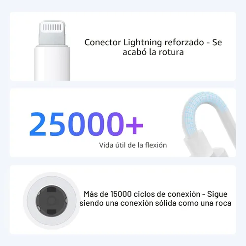 Miniatura 4 de Adaptador de Lightning a 3.5mm para auriculares para iPhone - Paquete de 2 adaptadores de aux para iPhone de alta fidelidad, convertidor de conector