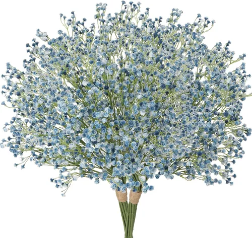 Miniatura 8 de Paquete de 10 flores artificiales de aliento de bebé, 3 ramas, flores de plástico falsas de gypsophila, arreglo floral para boda, decoración