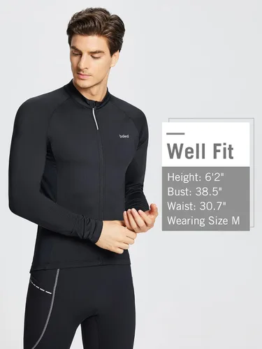 Miniatura 6 de BALEAF Camiseta de ciclismo de manga larga para hombre para ciclismo de carretera para bicicleta de montaña bolsillos con cremallera completa UPF50