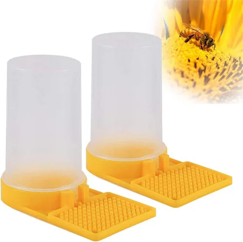 Paquete de 2 dispensadores de agua de apicultura de colmena, equipo de apicultura para beber, colmena de miel, alimentador de entrada, nido,