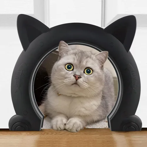 Wordcam Puerta interior grande para gatos, puerta interior XL para gatos, puertas para mascotas para gatos, gatitos y perros pequeños (negro)