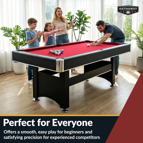 Miniatura 8 de Hathaway Spartan - Mesa de billar de 6 pies, con mesa combo de ping pong y juegos múltiples para salas de juegos de recreación familiar - Incluye