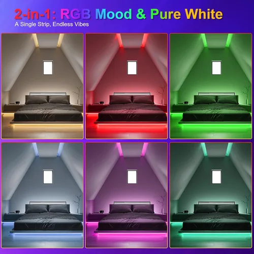 Miniatura 3 de JOYLIT Tira de luces LED COB RGBW de 32.8 pies, 24 V para interiores, RGB 3000 K, blanco cálido, 4 en 1, cinta LED sin puntos que cambia