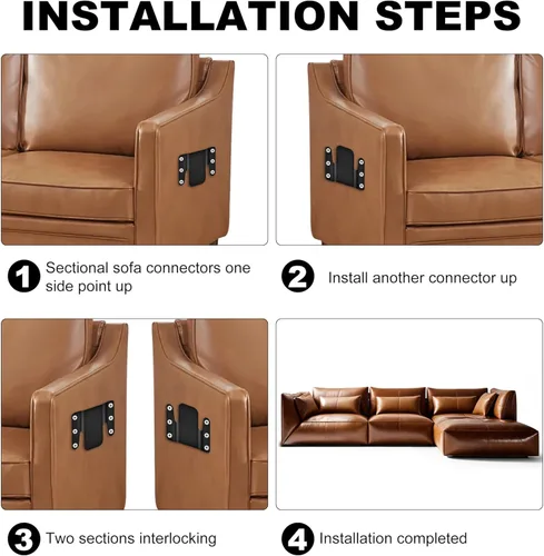 Miniatura 5 de 4 piezas de sofá seccional universal entrelazado, conectores de sofá seccionales, soporte de conector de sofá