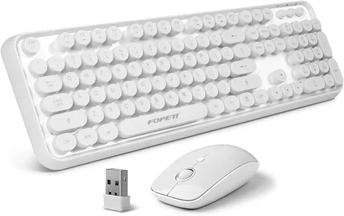Miniatura 19 de Teclado y Ratón Inalámbricos Lindo Teclado y Ratón Coloridos con Teclado de Máquina de Escribir Retro Inalámbrico de 2.4GHz Suspensión