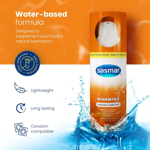 Miniatura 5 de Lubricante personal de calentamiento – Proporciona un efecto de calentamiento suave, 2.3 onzas por Sasmar, lubricante no pegajoso y sin perfume