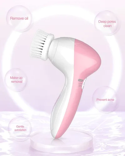 Miniatura 4 de Cepillo eléctrico de limpieza facial para mujeres, limpiador facial 3 en 1 y cepillo exfoliante con 3 cabezales de cepillo, 2 velocidades, cepillo