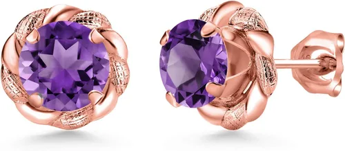 Miniatura 438 de Gem Stone King Aretes de plata de ley 925 de 0.236 in con piedra natal redonda para mujer