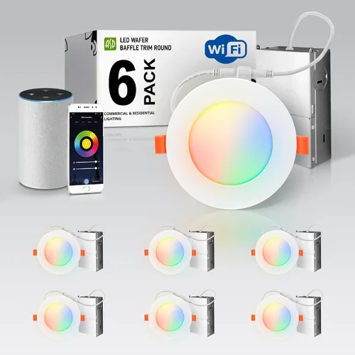 Miniatura 10 de ASD 1 Pack LED Smart Recessed Lighting 4 Inch 9W, RGBW Color Changing Lights, Compatible with Alexa & Google Assistant, Dimmable 2700K-6500K