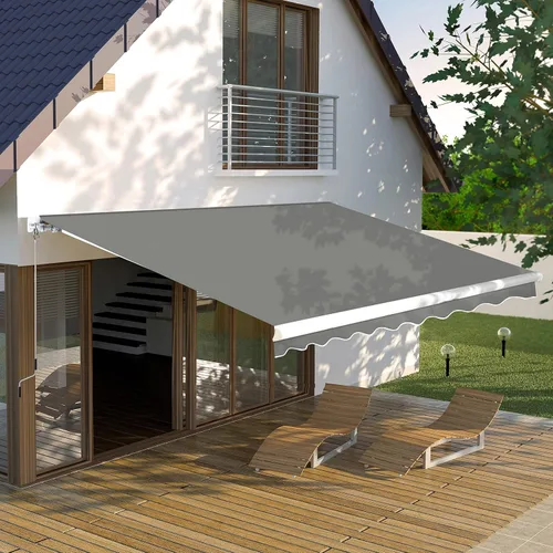Miniatura 2 de MUPATER Toldo retráctil de 8 x 7 pies para patio, refugio al aire libre para terraza con manivela manual, proyección de 78 pulgadas, gris