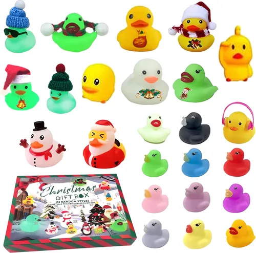 Miniatura 4 de Calendario de Adviento 2025, patos de goma, juguetes de baño, caja ciega de Navidad, patos de juguete, mini patos para niños, niñas, decoración