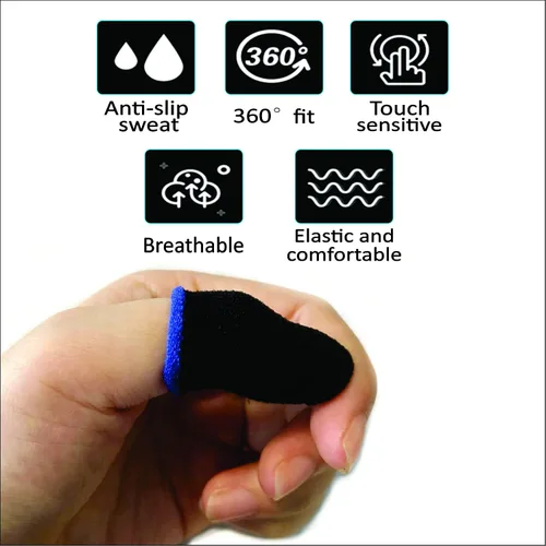 Miniatura 4 de GENDA PUBG - Fundas para dedos de teléfono móvil para juegos, funda transpirable antisudor para juegos, fundas para pulgares, guantes para dedos Azul