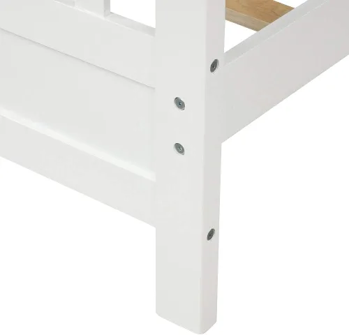 Miniatura 6 de MERITLINE Marco de cama matrimonial, marco de cama de madera con cabecero, no necesita somier (blanco, matrimonial)