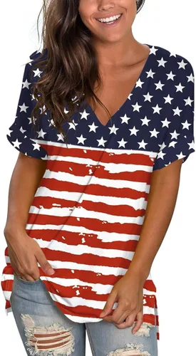 Miniatura 2 de SAMPEEL - Camisetas de manga corta con cuello en V de estilo casual de verano para mujer