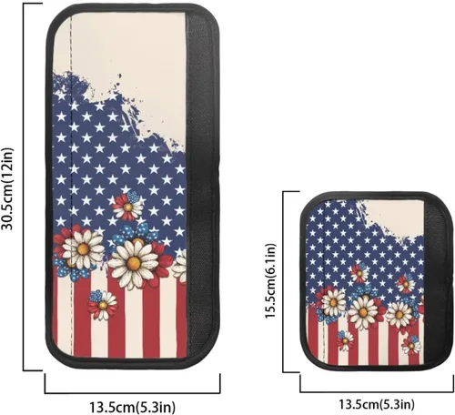Miniatura 4 de Juego de 6 fundas para manijas de puerta con diseño de margaritas y flores americanas, 4 de julio, Día de la Independencia, fundas para manijas