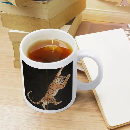 Miniatura 4 de Tazas de café de tigre feroz a rayas asiáticas vintage de cerámica abstracta vida silvestre Asia naturaleza selva taza papá regalos de cumpleaños