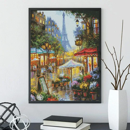 Miniatura 3 de LANDFAIR Kits de pintura de diamantes, 15 x 20 pulgadas, redondo de taladro completo Flower Shop de París, kits de arte de diamantes para adultos