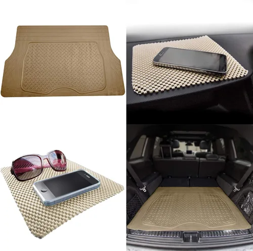 Miniatura 2 de TLH Juego de alfombrillas de carga beige recortables de primera calidad para maletero de automóvil, ajuste universal con almohadilla de tablero