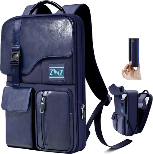 Miniatura 9 de Mochila para laptop delgada y expandible de 15.6 pulgadas, mochila para computadora resistente al agua, antirrobo, mochila de viaje para hombres