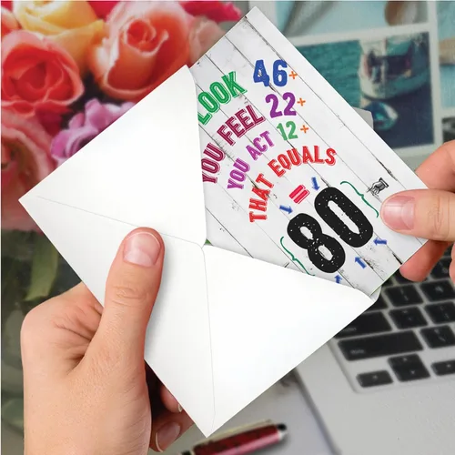 Miniatura 6 de NobleWorks - Tarjeta de cumpleaños número 80 divertida - Celebración de 80 años, tarjeta de humor de hito para abuelos, padres - Ecuación de edad 80