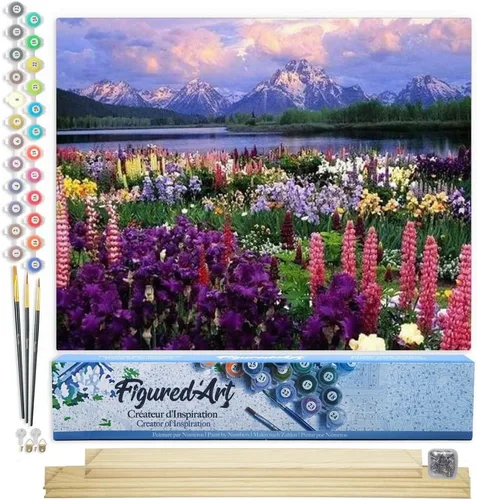 Miniatura 73 de Figured'Art - Juego de pintura por números, lienzo enrollado sin marco, para manualidades, para adultos, 16 x 20 pulgadas, jarrón de peonías