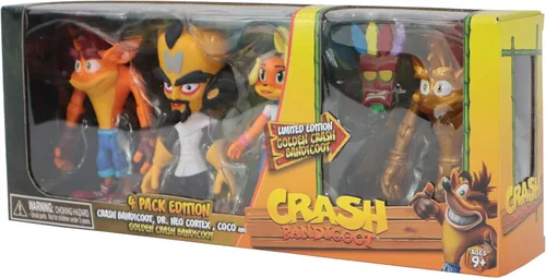 Miniatura 2 de Crash Bandicoot Bandai Figuras de acción 4 unidades con máscara Paquete de 4 juguetes de 4.3 in con máscara y accesorios de soporte Figuras