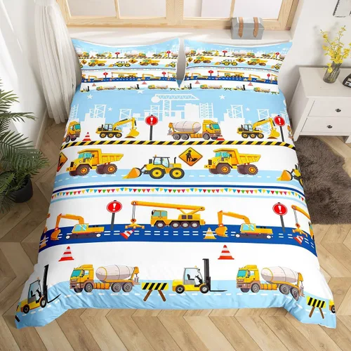 Miniatura 16 de Homewish Juego de ropa de cama de elefante, tamaño Queen, funda de edredón a rayas azules para niños y niñas, juego de funda de edredón de animales