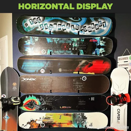 Miniatura 3 de HIDEit Mounts HBoard - Clips horizontales de montaje en pared para snowboard - American Company - Soporte de pared horizontal de acero negro y goma