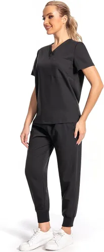 Miniatura 3 de PuriPure Conjunto de ropa quirúrgica para mujer, uniforme de enfermera, pantalones deportivos clásicos con cuello en V y pantalones quirúrgicos